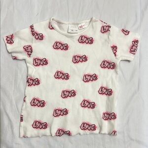 Zara Kids (4-5yrs)White Tee with Pink Love Print
